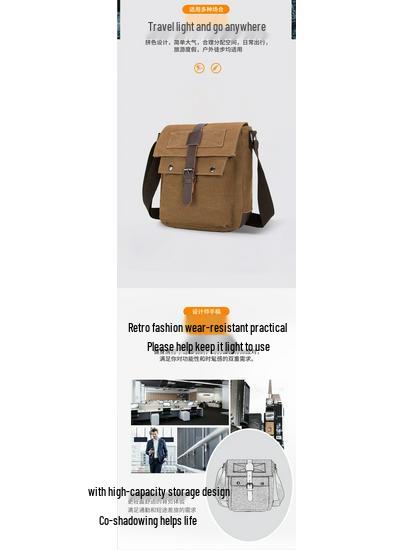 Мужская износостойкая холщовая сумка кроссбоди