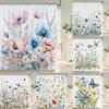 Watercolor Flowers, Leaves And Butterflies Shower Curtain Floral Printed Bathroom Bath Curtain Home Decor Curtain With Hooks