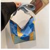 2024 Новая лоскутная сумка-тоут кроссбоди с цветными блоками - Женская повседневная сумка на одно плечо большой вместимости для студентов