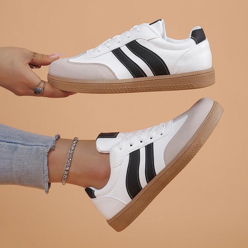 Модные легкие женские повседневные кроссовки Модные черно-белые полосатые кроссовки для женщин Удобные нескользящие балетки Zapatoas Mujer