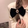 Black Velvet Rose Bow Hair Clip for Women's Elegant Ponytail Clip Fashion Hair Accessory
