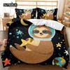 Sloth Duvet Cover Set Cartoon Space Sloth Bedding Set Sloth Animal Comforter Cover Double Queen King Size Polyester Quilt Cover