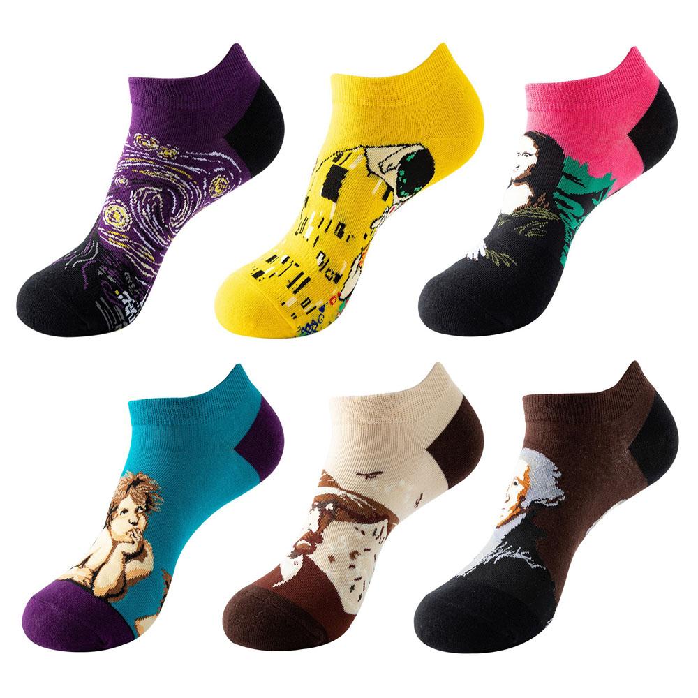 6 Pairs Fashion Colorful Harajuku Cute Unisex Casual Socks Funny Women Short Socks
