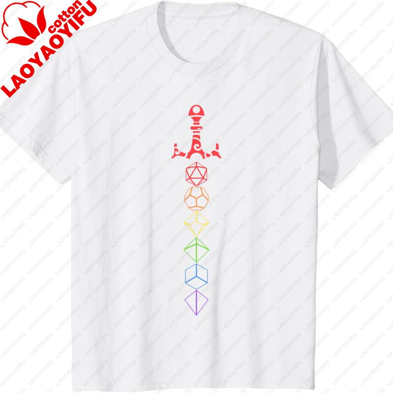 Nerdy Dice Set Collector Sword LGBT Pride TShirt Graphic T Shirts Vintage Funny Outdoors High Quality Cotton Shortsleev Tops