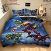 Mobile Suit Gundam Pattern Bedding Quilt Set Quilt Cover Pillowcase Home Birthday Gift(1 * duvet cover + 2 * pillowcase, without core)