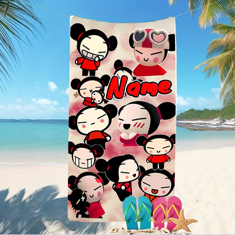Customizable personalized beach towels Pucca themed designs.Suitable for the beach, yoga, sports;ideal as beach accessories