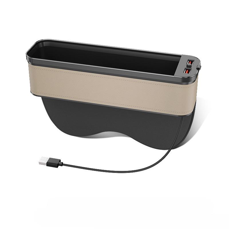Car Seat Clip Gap Storage Box with Lamp Charging Interior Decor Storage Artifact Auto Supplies Seat Gap Filler Organizer