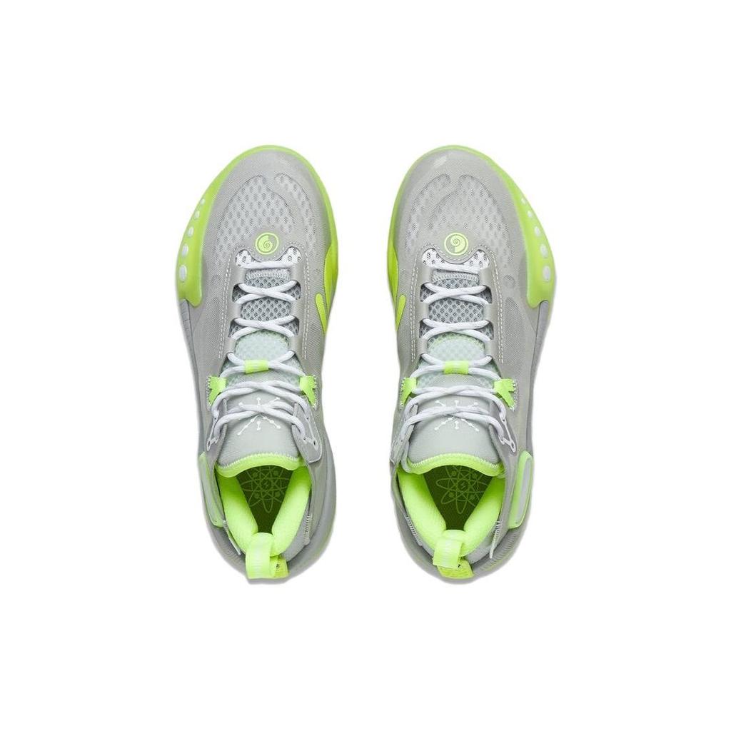 Баскетбольные кроссовки Li Ning Wade Phantom 3 с амортизацией и противоскользящими свойствами, прочные, среднего размера, мужские кроссовки серо-зеленого цвета ABPS041-4