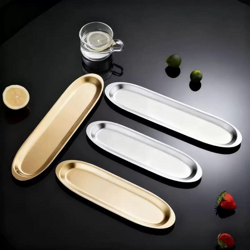 Stainless Steel Picnic BBQ Plate Long Plate Food Serving Dish Sushi Plate Outdoor Tableware