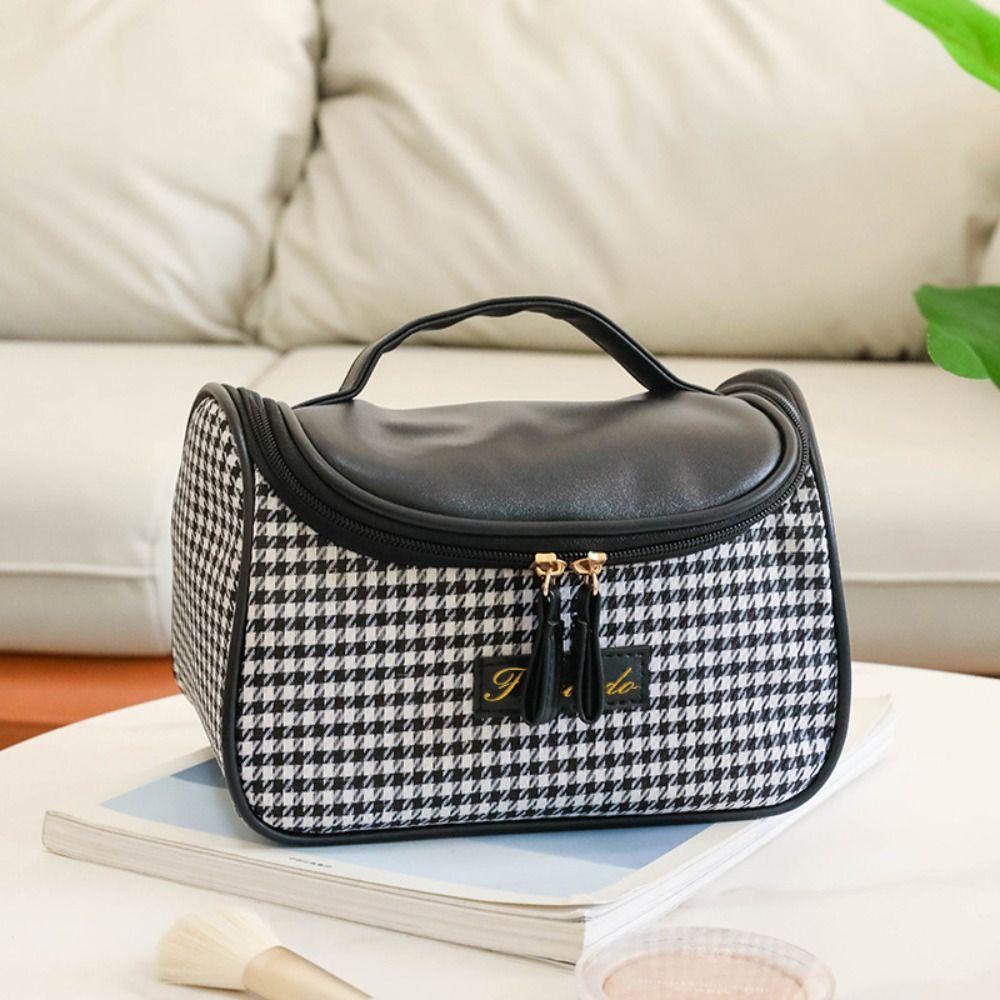 Qianniao Grid Travel Makeup Bag Large Capacity Large Capacity Makeup Bag  Female