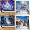 Christmas Tapestry Christmas Pine Forest Snow Decoration Tapestry Christmas Home Decor Tapestry Forest Snow Scenery