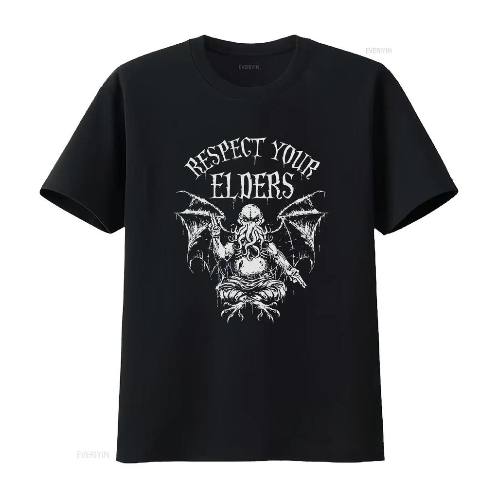 Cthulhu Respect Your Elders T Shirt H P LovecrafT Sizes vintage Washed Versatile Casual graphic fashion streetwear