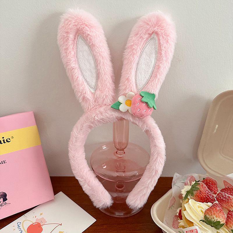 1Pc Rabbit Ear Headband Hat Strawberry Flower Bunny Ear Hair Band