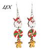 Cute Cartoon Ear Jewelry 1 Pair Christmas Wooden Dangle Drop Earrings for Women, Santa Festive Party Gingerbread Candy Cane Earrings, Vintage Holiday