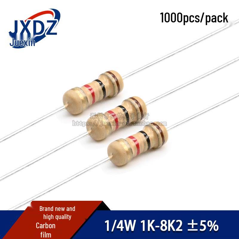 1/4W Carbon Film Resistor Set: 1K, 2K, 2.2K, 2.4K, 3K, 3.6K, 4.7K, 5.6K, 6.8K, 7.5K, 8.2K, 5% Tolerance