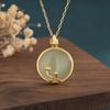 Hanfu Lotus Pendant: Blue Jade & Gold-Plated Necklace