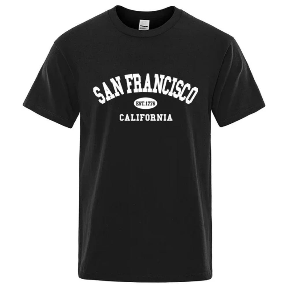 Sanfrancisco Est.1776 California Letter Футболки Мужская мода Большие топы Летняя футболка Свободная дизайнерская роскошная футболка Одежда