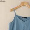 ZANZEA Женские летние однотонные повседневные майки-слинги на бретелях без рукавов