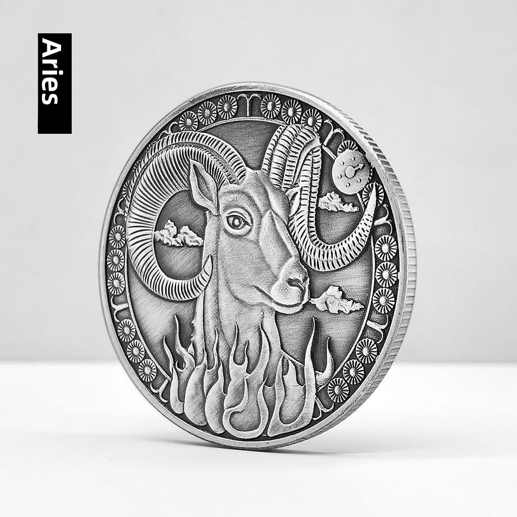 Серебряные монеты со знаками зодиака, Двенадцать знаков зодиака, Креативные монеты, Козерог, Лев, Дева, Металлические подарки