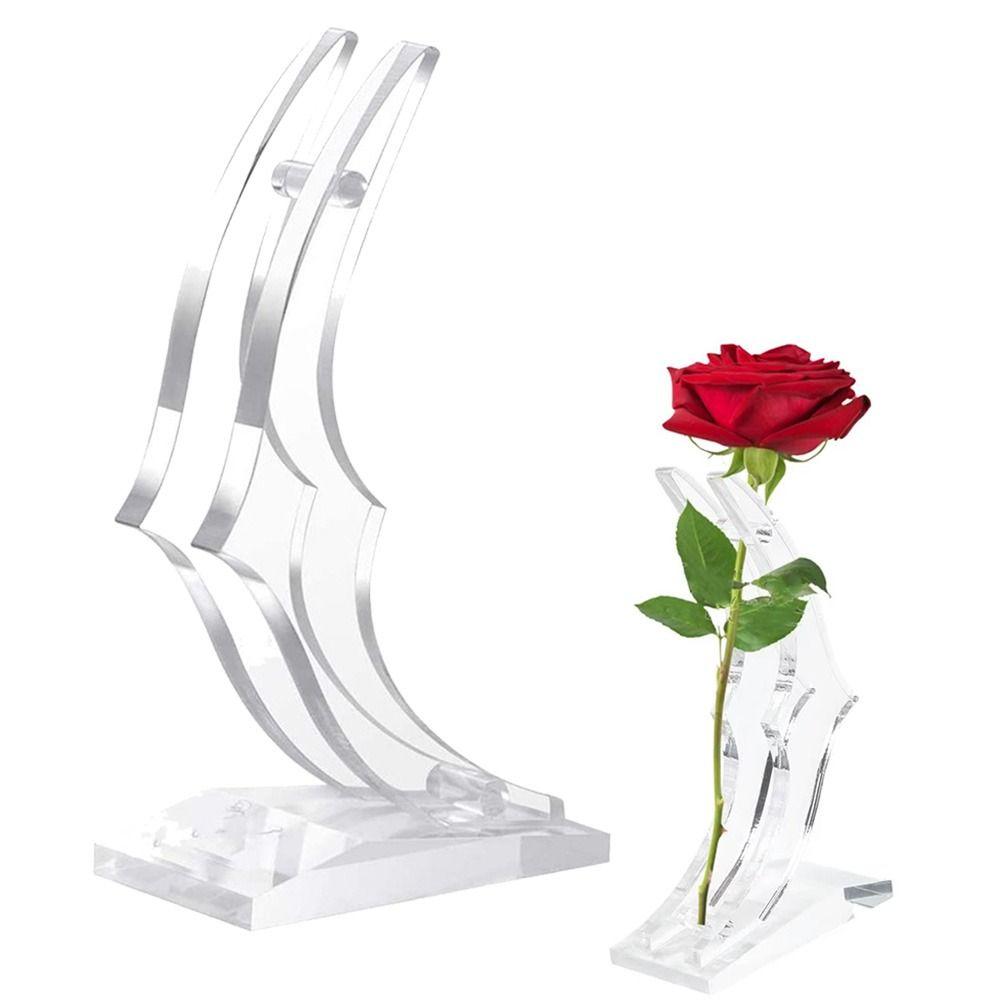 Прозрачное основание Искусственная роза Кронштейн Плоское дно Позолоченная роза Цветочная полка Длинный стебель