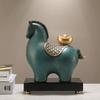 Lucky Wealth Horse Resin Figurine with Gold Ingots, Luxury Modern Resin Home Decor Statue for Entryway & Wine Cabinet