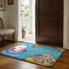 Honey PPeach Cat Cartoon Floor Mat Soft Flannel Absorbent Mat Non-Slip Rug Home Bedroom Bathroom