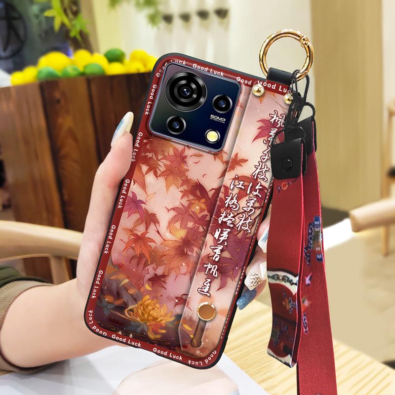 Protective Soft case Phone Case For ZTE Blade V50 Vita Fashion For Mom Shockproof Wristband Elderly lady Wrist Strap