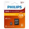 Карта памяти Philips Micro SDXC 128 ГБ Ультраскоростная Скорость чтения до 80 МБ/с, A1 Быстрая производительность приложений, V10, с адаптером