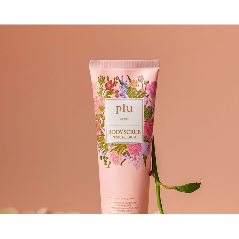 Plu Розовый цветочный скраб для тела