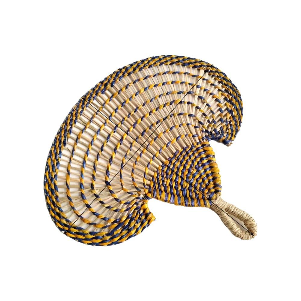 Gift Colorful Hand-woven Straw Fan Bohemian Anti-Mosquito Decorative Handmade Fan Portable Vintage Cattail Fan Beach