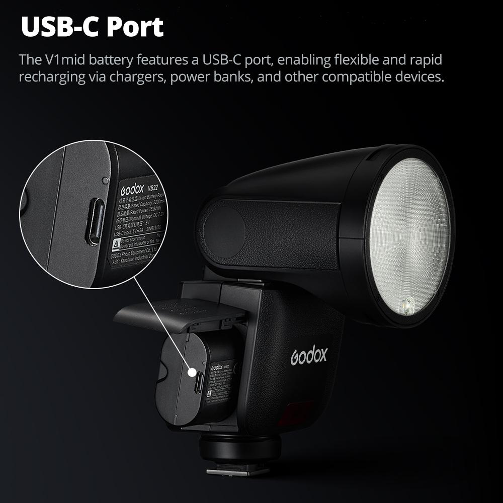 New Godox V1 mid TTL HSS Li-ion Round Head Camera Flash Wireless Transmission Speedlite Flash for Canon Nikon Fuji Olympus