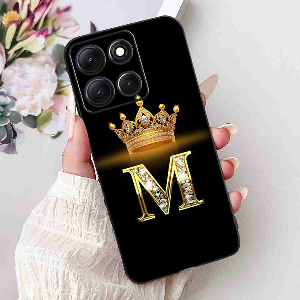 Горячий Чехол Для Motorola Moto G86 5G Буквы Короны A-Z Мягкий Силикон Черный ТПУ Чехол Для MOTO G86 XT2527-2 6.67" Защитный Чехол