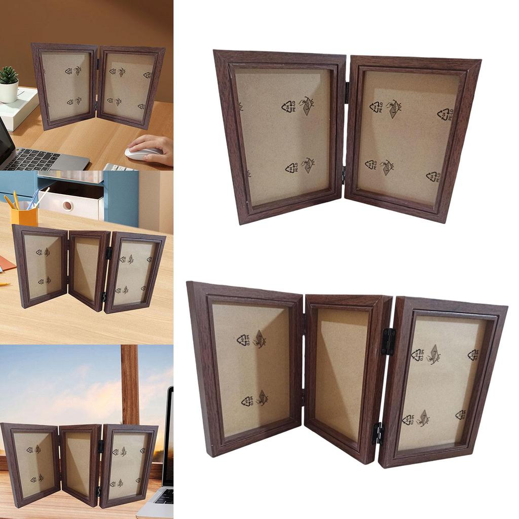 Photo Frame Modern Folding Wooden Picture Frame Family Photo Collage for Dining Room Tabletop Entrance Desk Family Friends Gift