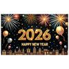 Баннер Новый год 2026 Ночной фон Задний план для Нового года 2026 Задний план для вечеринки Сверкающий блеск Счастливого Нового года Дисплей для семьи 2026