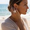 Mermaidcore White Enamel Starfish Ring for Women Pink Rhinestone Chunky Cocktail Ring Dopamine Summer Beach Jewelry Gift