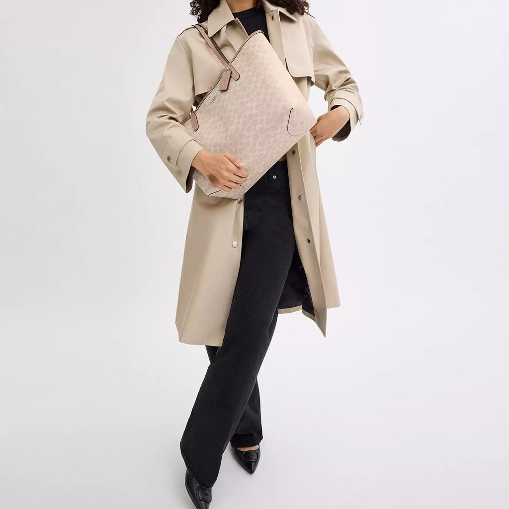 New COACH City Coated Canvas Tote Bag, Shopping Bag, Handbag Large Women's Taupe CV976-SVPWH