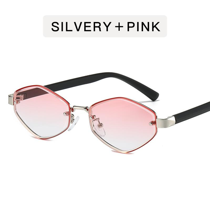 Fashion Small Polygonal Sunglasses Women Metal Rhombus Sun Glasses Ladies Hipster Sexy Cat Eye Shades Vintage