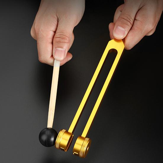 Aluminum Tuning Fork with Wooden Hanmmer Wrench Rag 128/256/512HZ Healing Instrument Tuning Fork Yoga Meditation Relaxation Accessories