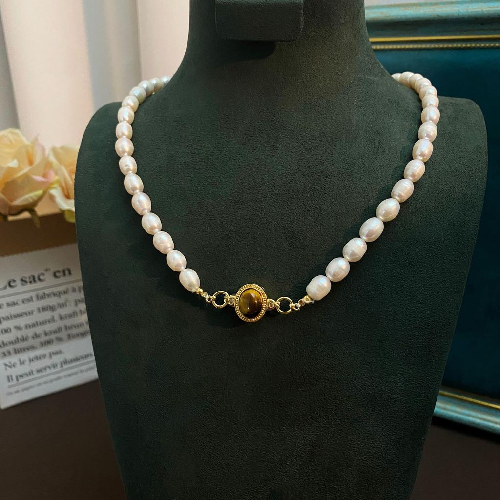New Arrival Trendy Red Agate Stone Natural Freshwater Pearl 14K Gold Filled Lady Short Chain Necklace Promotion Gifts No Fade