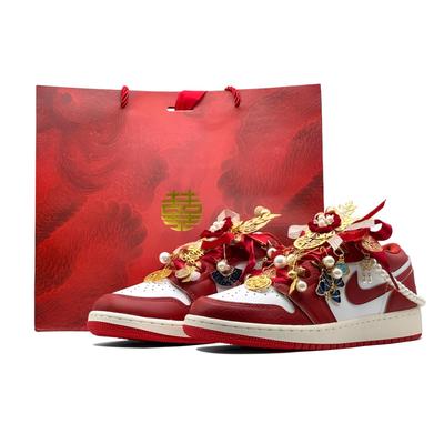 Air Jordan 1 Nichang Золотая Лента Амортизация, Износостойкие Низкие Винтажные Баскетбольные Кроссовки Женские Красные FJ3465-160(Team1321-SBOX)