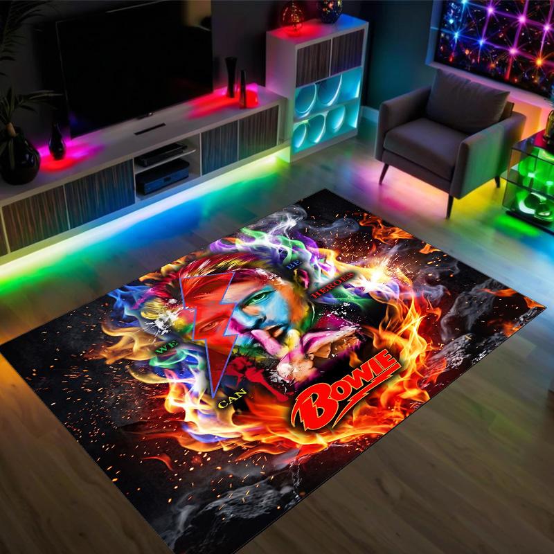 David Bowie Design Crystal Velvet Carpet Cozy Non?Slip Printed Rug For Bedroom Living Room Entrance