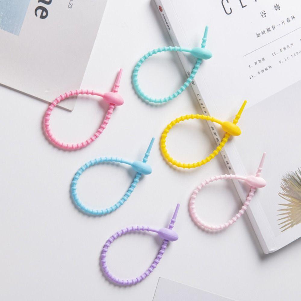 3 PCS Candy Colors Live Buckle Cable Ties Silicone Material Car Key Accessories Wire Bundle