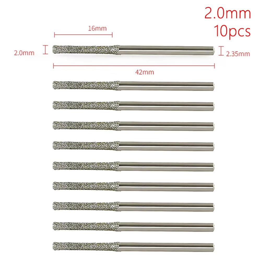 10Pcs 0.8-2.5mm Diamond Coated Drill Bits Grinding Burr Bits Glass Jade Amber Jewelry Diamond