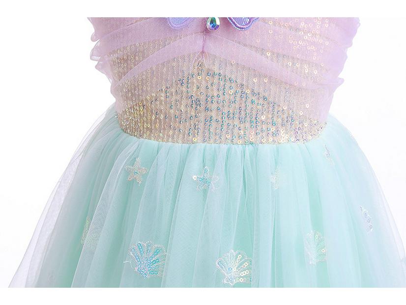 Платье принцессы-русалки с пайетками для маленькой девочки: Модная вышитая сетка для летних дней рождения
