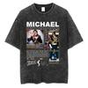 Vintage Washed Michael Jackson King of Pop T-shirt  Women Retro Gothic Rock T-shirts  Punk Oversized T Shirts Streetwear