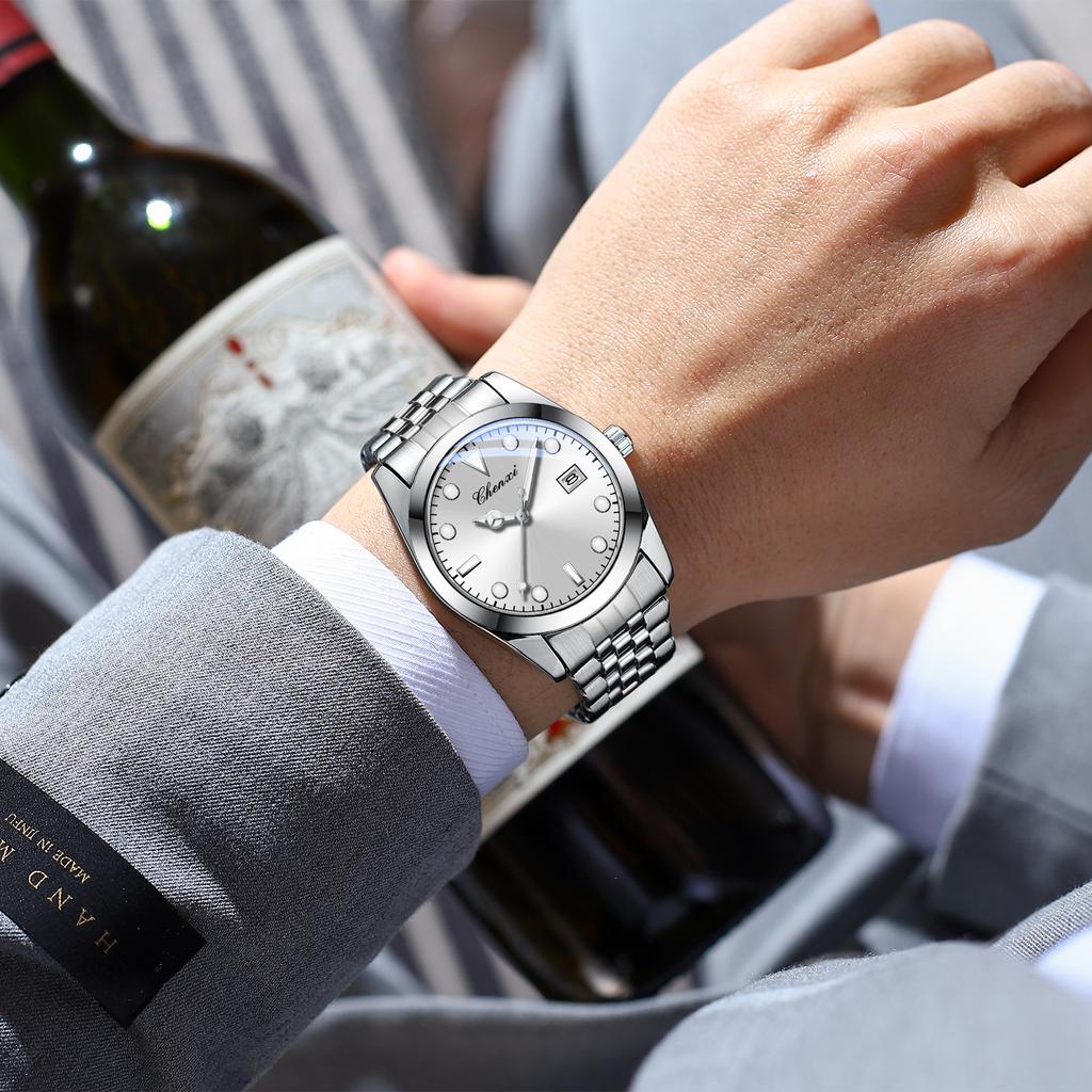 CHENXI Luxury Watch Collection Men's Watch Calendar Water-Resistant Luminous Stainless Steel Bracelet Quartz Men's Watches Gift