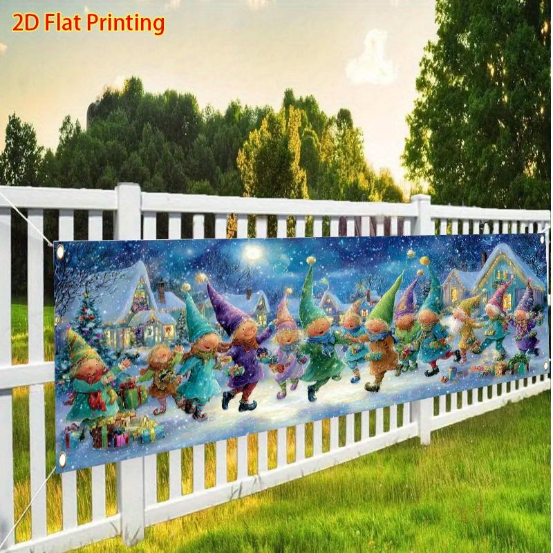 Festive Gift Box Christmas Outdoor Yard Banner, Garden Fence Porch Party Decor