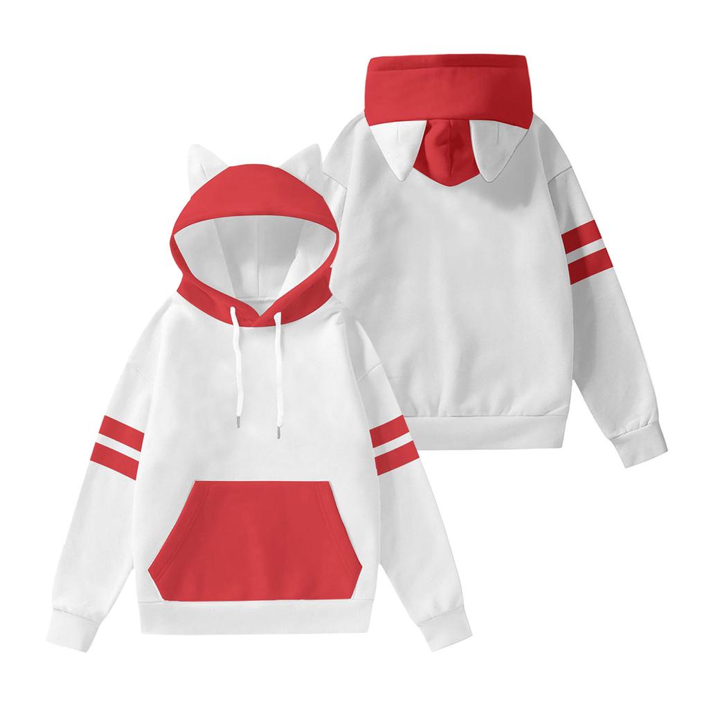 Children's Fashionable Lightweight Long-Sleeved Pullover Sweatshirt With Color Block Print And Ears