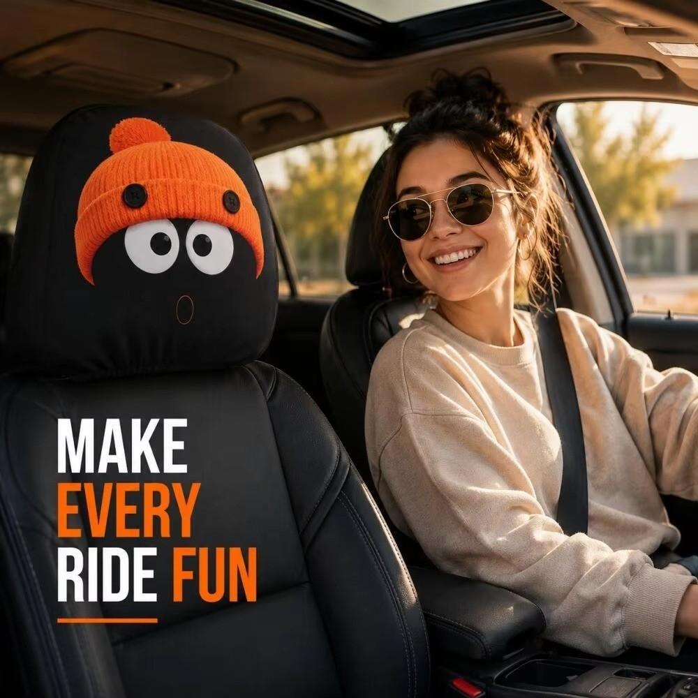 2PCS Cartoon Headrest Protector Elastic Car Pillow Protector Auto Interior Decoration Cover SUV