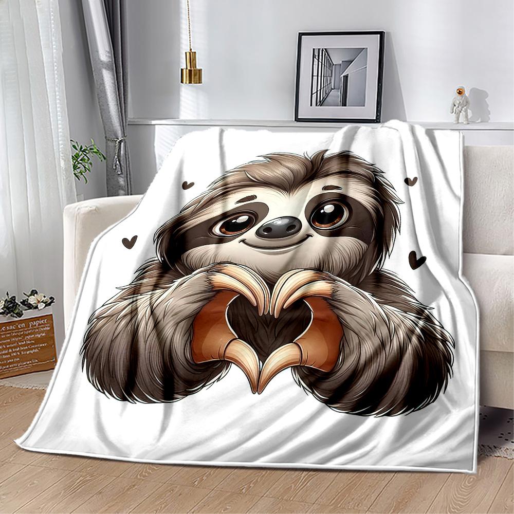 Love Sloth Heart Illustration Blankets are suitable for living rooms,making them an ideal choice for outdoor travel and gifts.